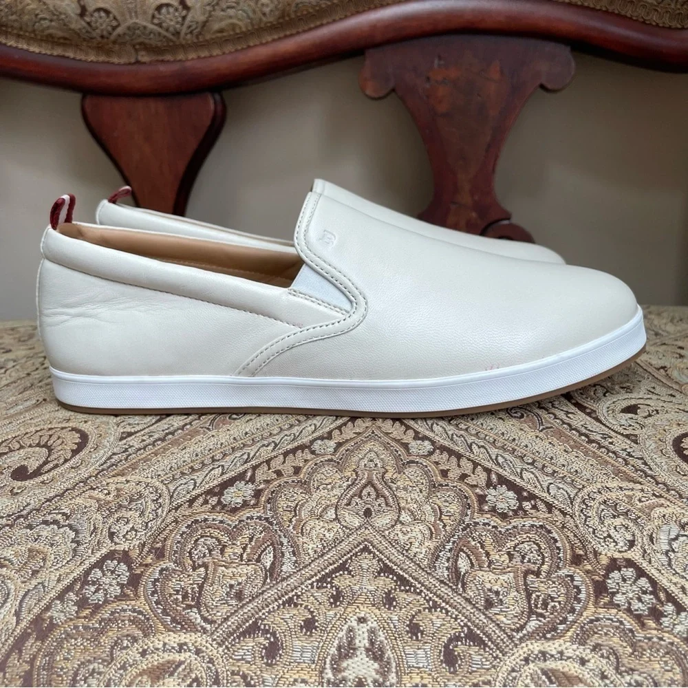 New Bally Hinka Bone White Lamb Leather Slip On Loafer Sneakers Size 10 NWOB